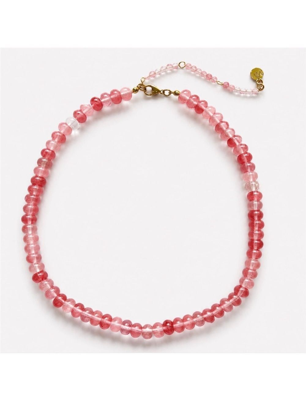 Rose Agate Beaded Necklace with Gold-Tone Clasp